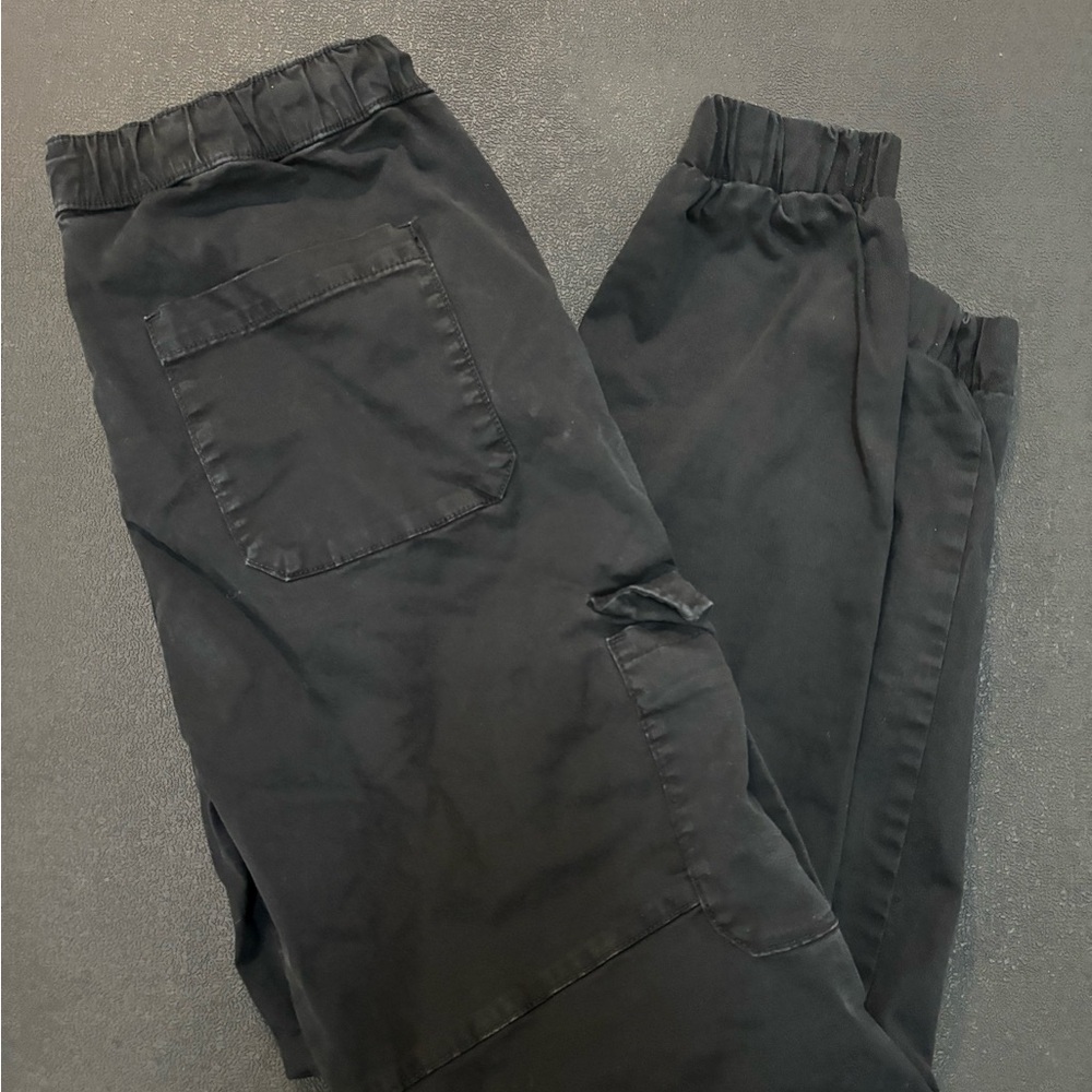 Bershka Black Cargo Pants with Elastic Waistband